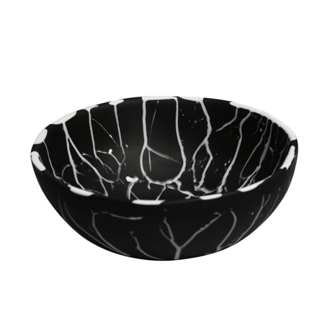 Nashi Medium Wave Bowl, Black with White Splatter