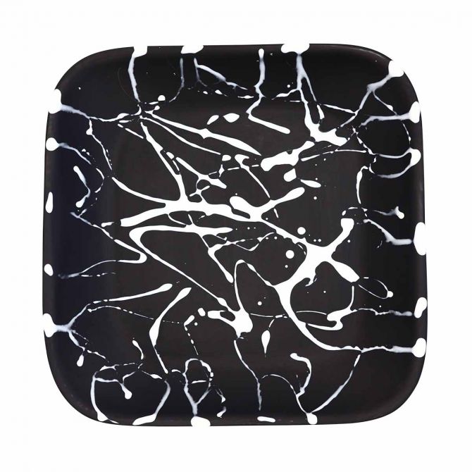 Nashi Large Square Tray, Black with White Splatter