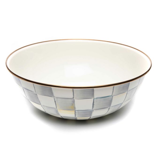 MacKenzie-Childs Sterling Check Enamel Everyday Bowl, Extra Large