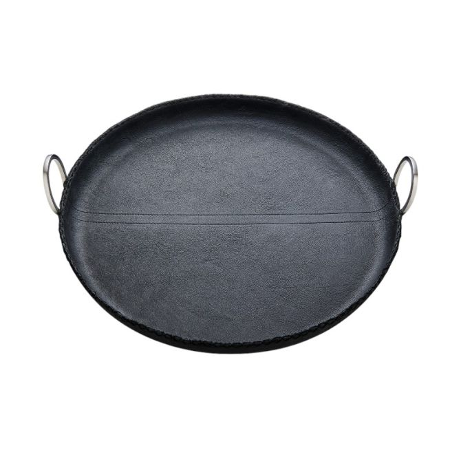 Mary Jurek Durango Black Leather Round Tray