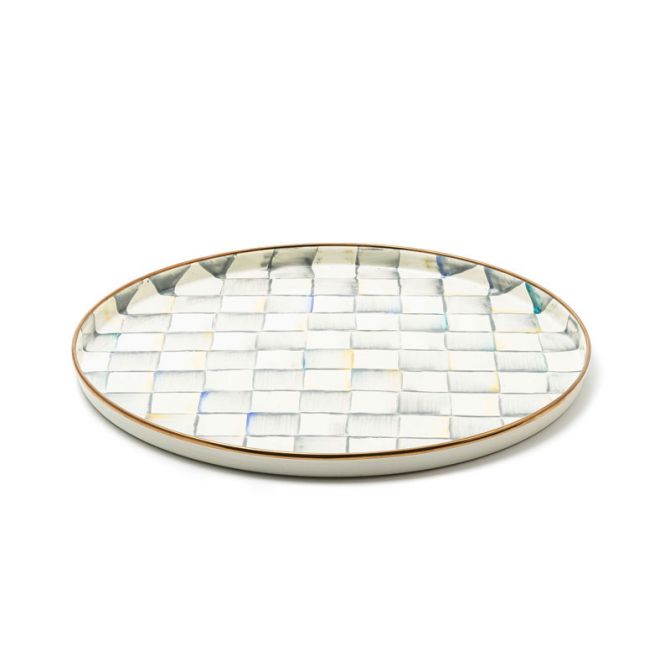 MacKenzie-Childs Sterling Check Enamel Round Tray