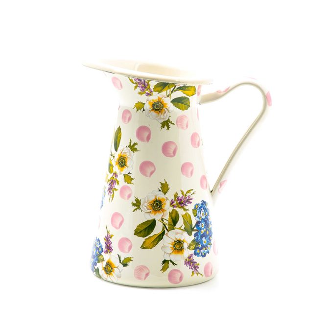 MacKenzie-Childs Wildflowers Enamel Medium Practical Pitcher, Pink