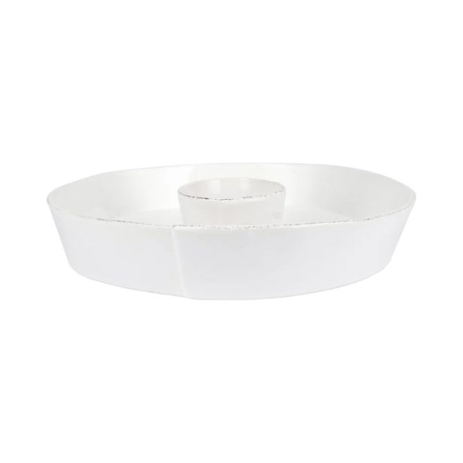 Vietri Melamine Lastra Chip and Dip Bowl, White