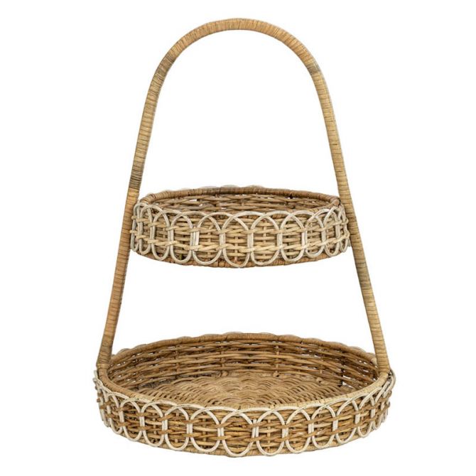 Juliska Provence Rattan Two Tiered Server, Whitewash