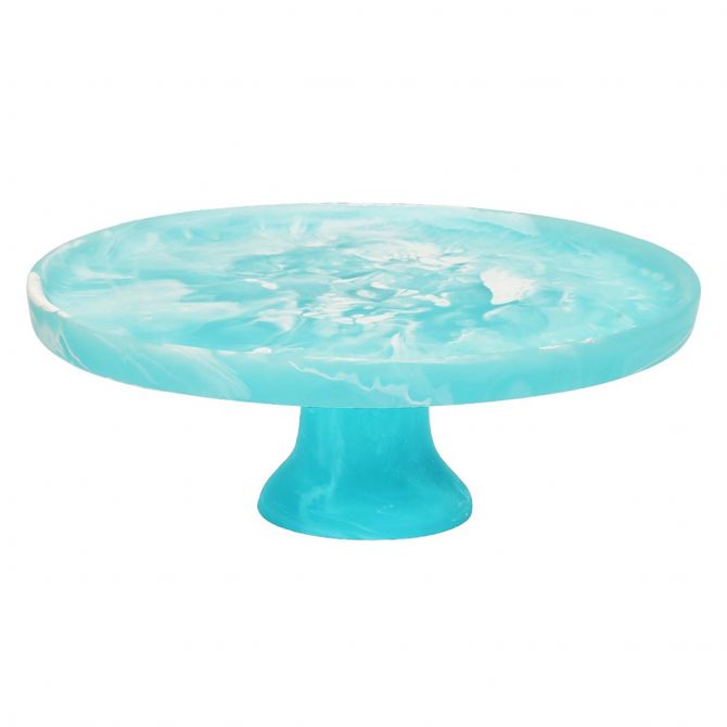 Nashi Medium Footed Cake Plate, Aqua Swil