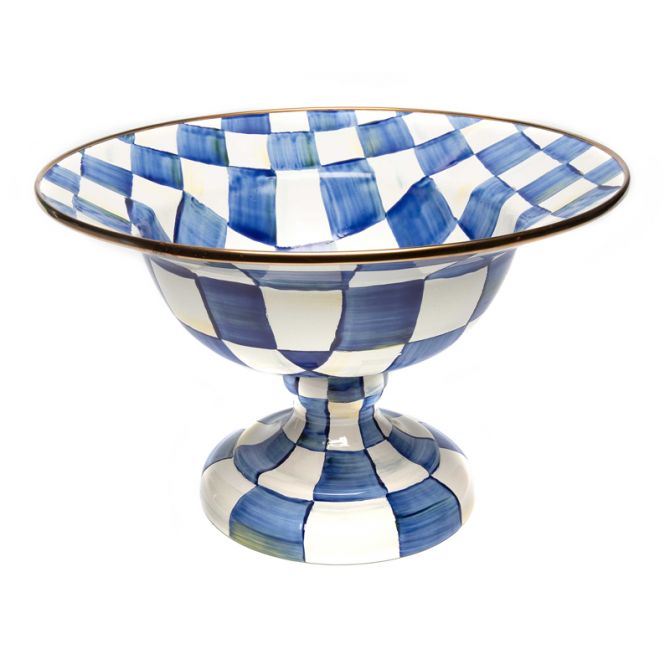 MacKenzie-Childs Royal Check Enamel Compote, Large