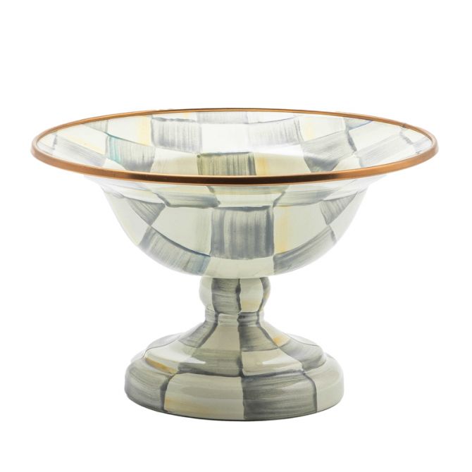 MacKenzie-Childs Sterling Check Enamel Compote, Small