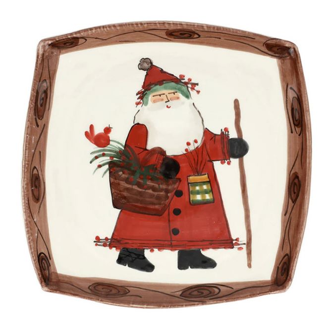 Vietri Old St. Nick Outdoorsman Square Platter