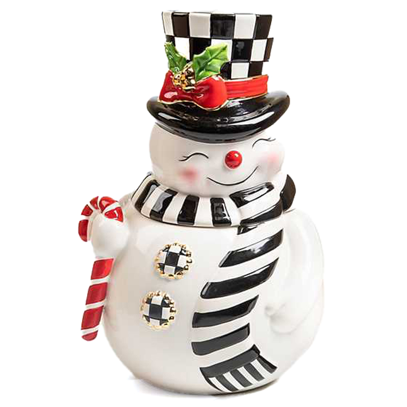 MacKenzie-Childs Nostalgia Snowman Cookie Jar | 35509-0519 | Borsheims