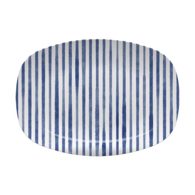 Mariposa Blue Simple Stripes Platter