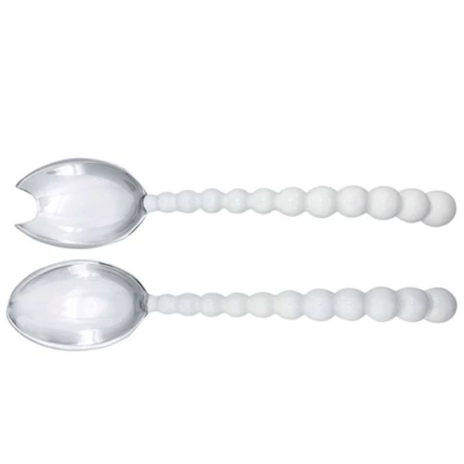 Mariposa White Pearled Salad Servers