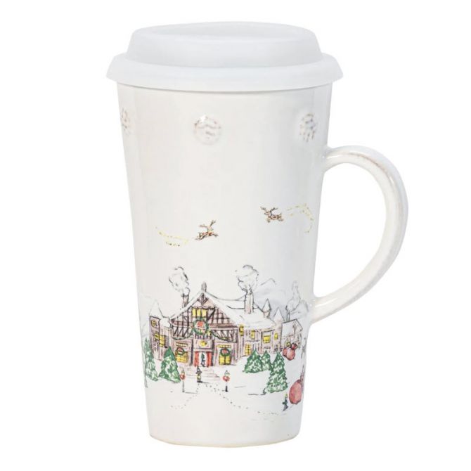 Juliska Berry and Thread Travel Mug with Silicone Lid, North Pole