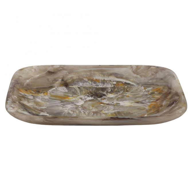 Nashi Medium Square Tray, Mocha Swirl