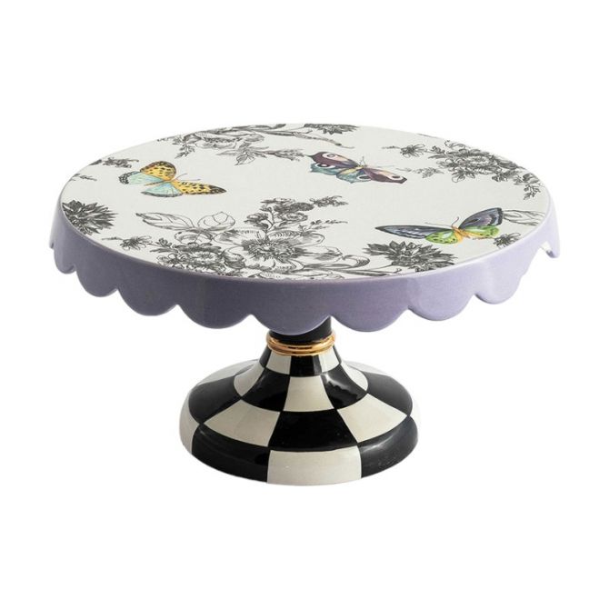 MacKenzie-Childs Butterfly Toile Small Pedestal Platter