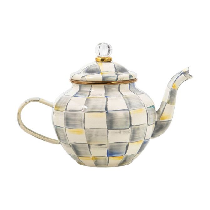 MacKenzie-Childs Sterling Check 4 Cup Teapot