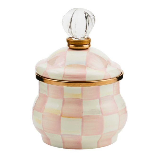 MacKenzie-Childs Rosy Check Lidded Sugar Bowl