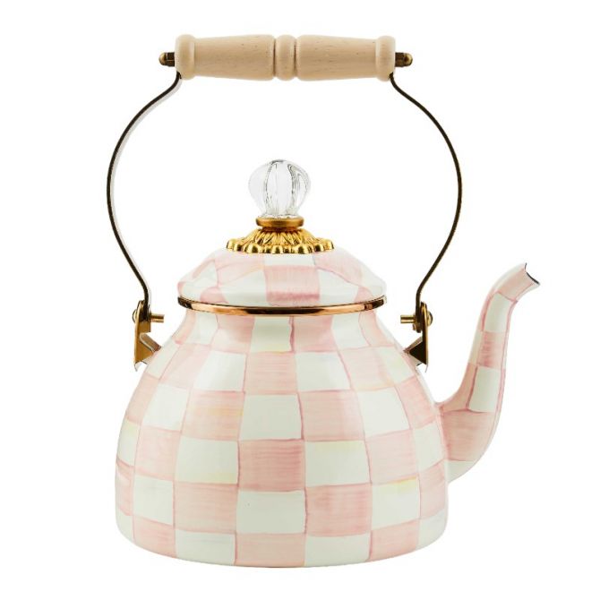 MacKenzie-Childs Rosy Check Tea Kettle, 2QT