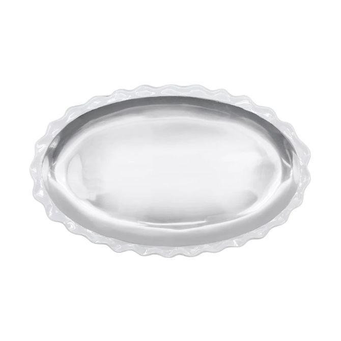 Mariposa Wavy Oval Platter, White