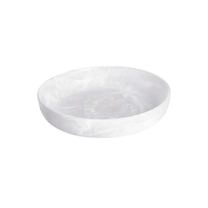 Nashi Small Signature Round Platter, White Swirl