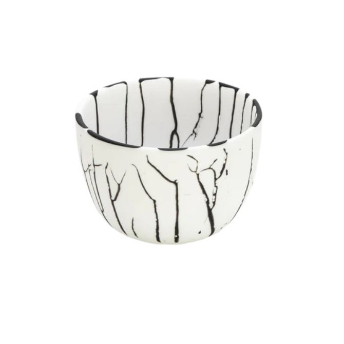 Nashi Small Everyday Deep Bowl, White with Black Splatter