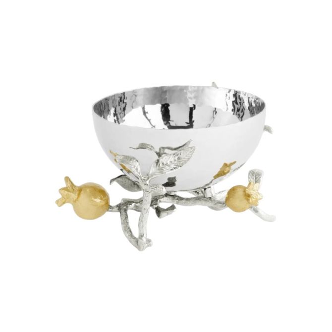 Michael Aram Pomegranate Silver and Yellow Gold Nut Bowl