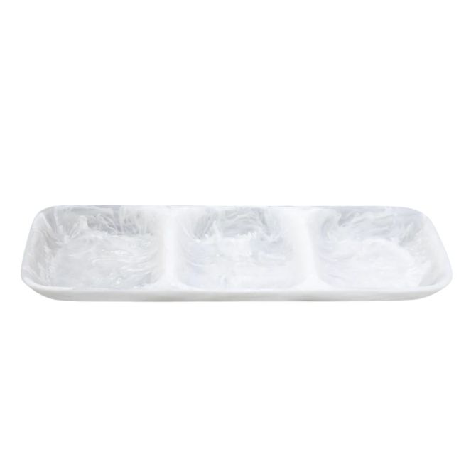 Nashi White Swirl 3 Part Large Tray