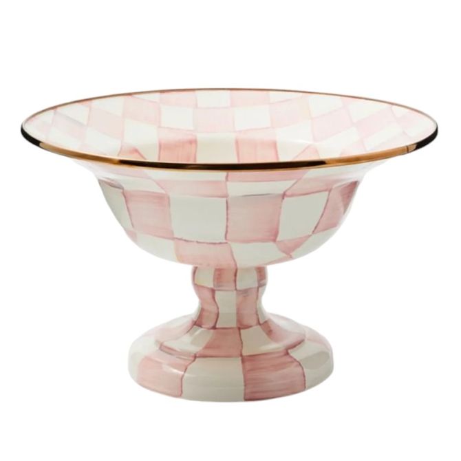 MacKenzie-Childs Rosy Check Large Compote