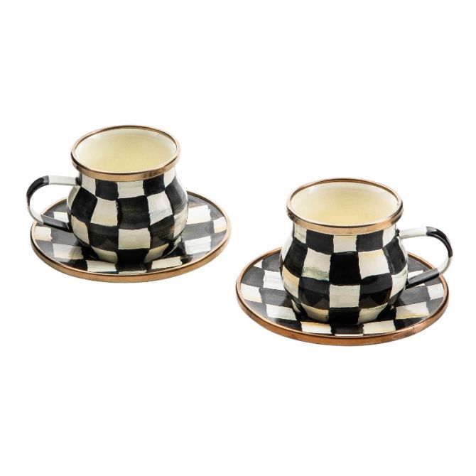 MacKenzie-Childs Courtly Check Espresso Cup & Saucer, Set of 2