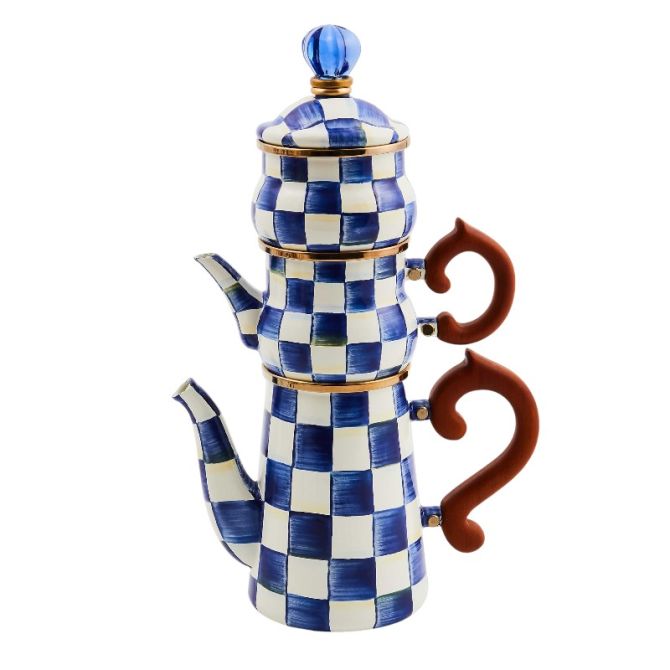 MacKenzie-Childs Royal Check Stackable Coffee Set