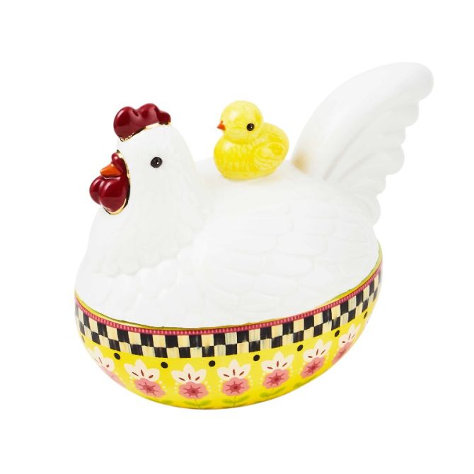 MacKenzie-Childs Calico Oval Lidded Chicken Dish