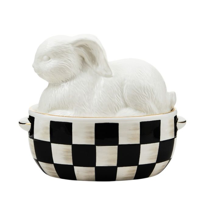 MacKenzie-Childs White Rabbit Ceramic Lidded Dish