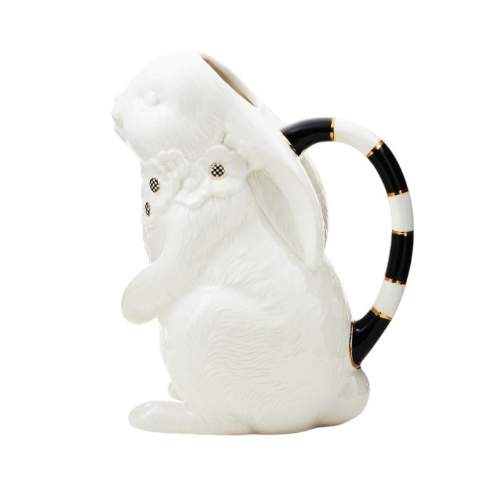 MacKenzie-Childs White Rabbit Ceramic Pitcher