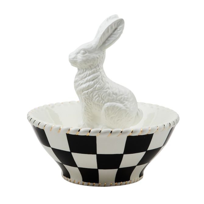 MacKenzie-Childs White Rabbit Ceramic Candy Dish