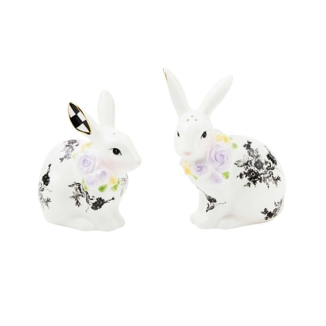 MacKenzie-Childs Butterfly Toile Bunny Salt & Pepper Set