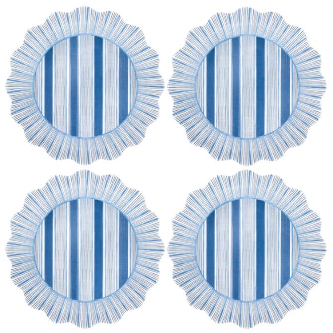 Juliska Cabana Stripe Melamine Set of 4 Dinner Plates, Ocean