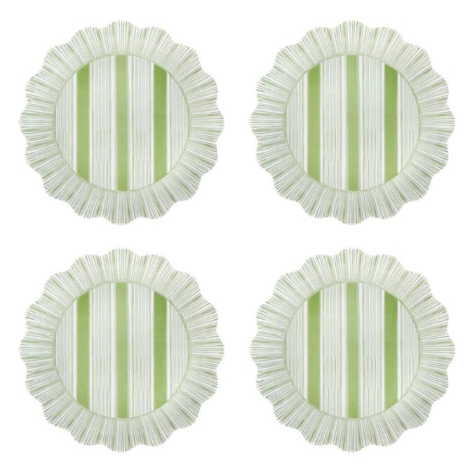 Juliska Cabana Stripe Melamine Set of 4 Salad Plates, Seagrass