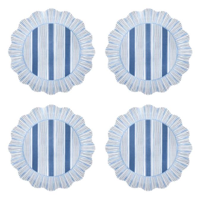 Juliska Cabana Stripe Melamine Set of 4 Salad Plates, Ocean