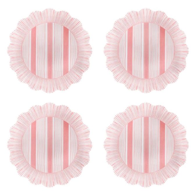 Juliska Cabana Stripe Melamine Set of 4 Salad Plates, Coral