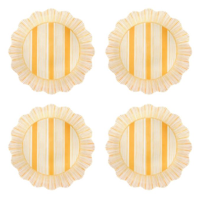 Juliska Cabana Stripe Melamine Set of 4 Salad Plates, Sunshine