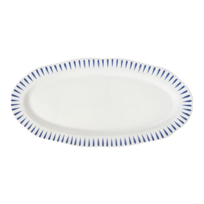 Juliska Sitio Stripe 15" Hostess Tray, Delft Blue