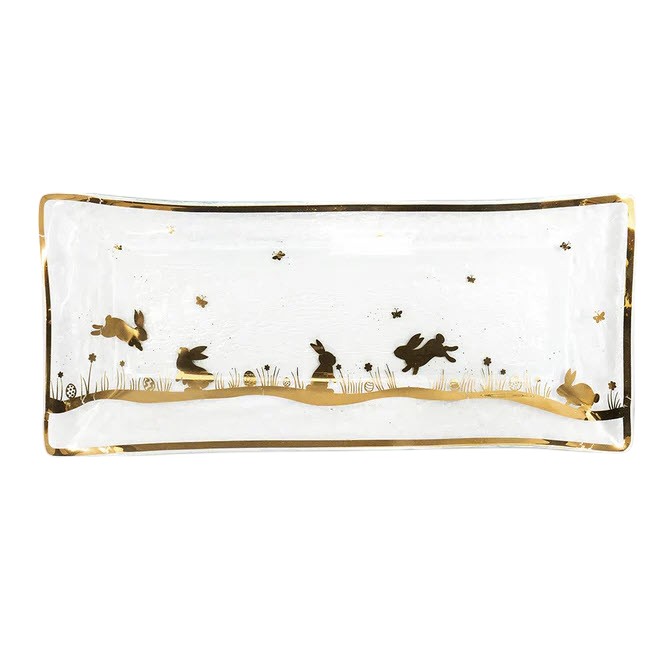 Annieglass Bunny Rectangular Tray