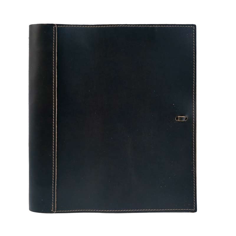 Rustico Soft Leather Binder, Charcoal Borsheims