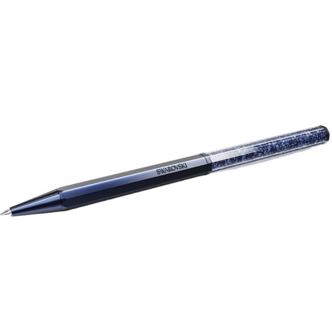 Swarovski Crystalline Octagon Shape Ballpoint Pen, Blue and Blue Lacquered