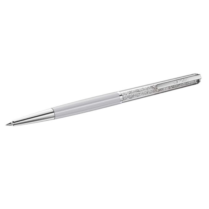 Swarovski Crystalline Silk Ballpoint Pen, White and Chrome Plated