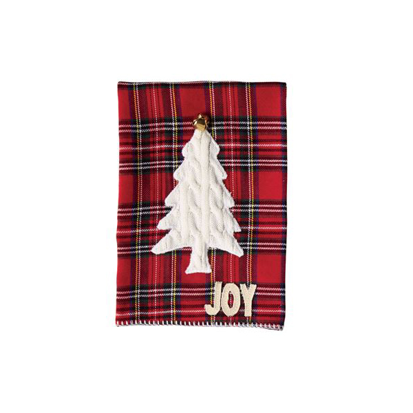 Mud Pie Tartan Cable Knit Christmas Towels - Joy