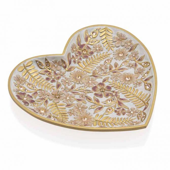 Jay Strongwater Aria Floral Heart Trinket Tray