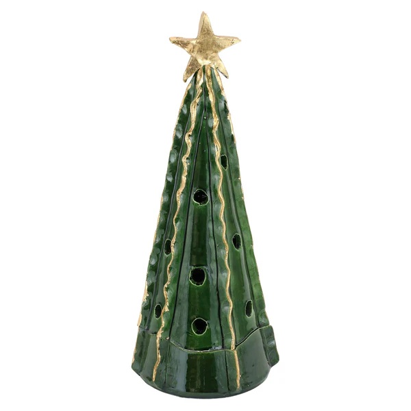 Vietri Foresta Green Large Tree with Ribbon and Gold Star