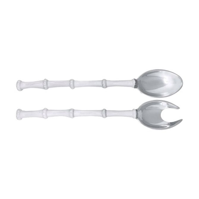 Mariposa Bamboo White Salad Servers