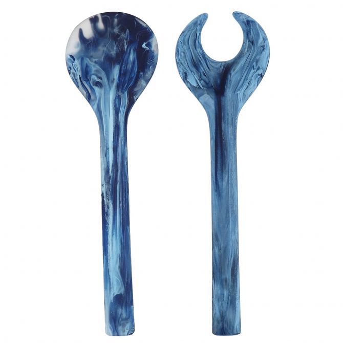 Nashi Classic 2 Piece Salad Servers, Denim Swirl