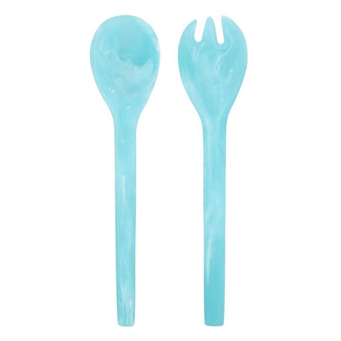 Nashi Everyday  2 Piece Salad Servers, Aqua Swirl